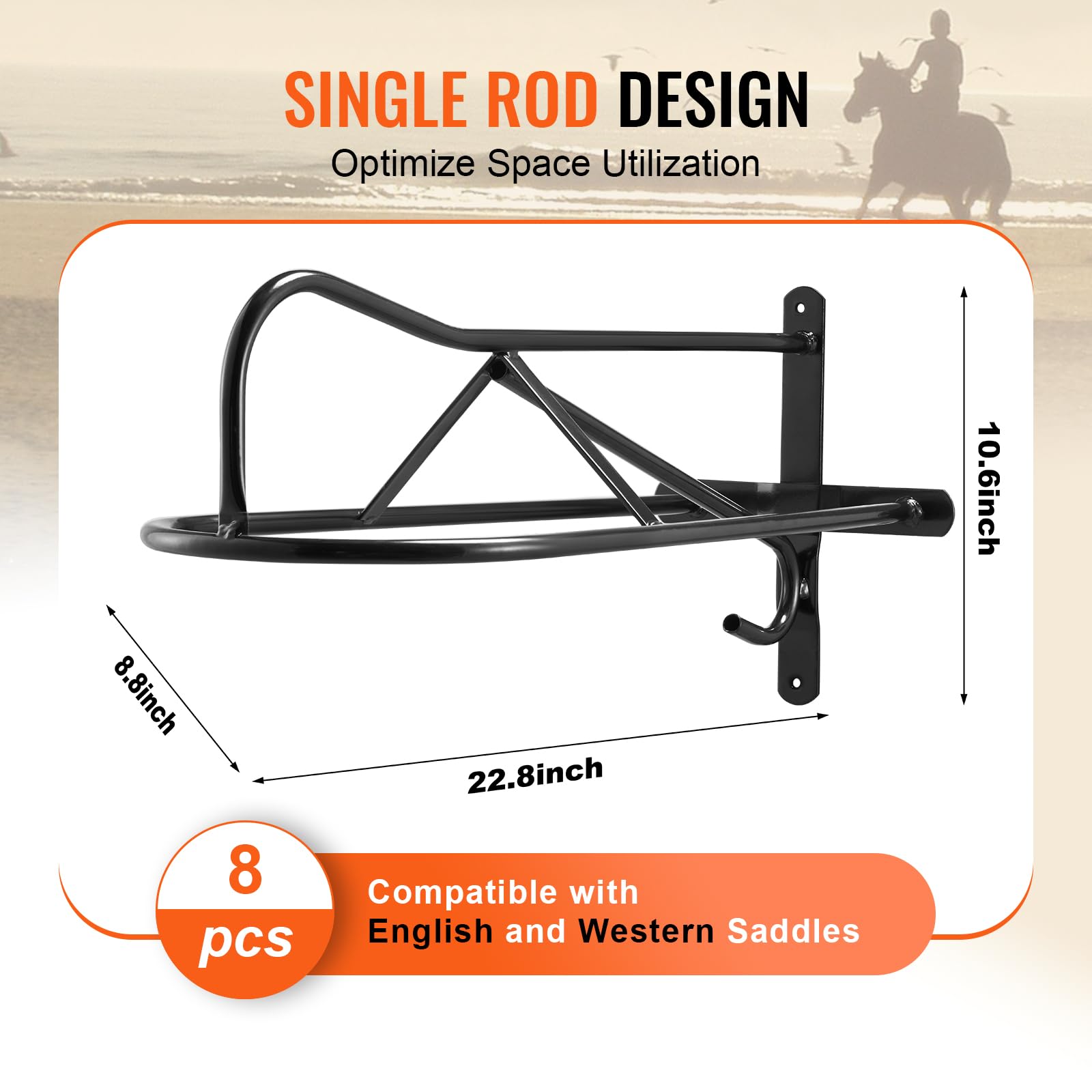 Foto 4 pulgar | Soporte De Pared Para Sillín Vevor, Paquete De 8 Unidades, Para Caballos, Inglés Y Western - Venta Internacional.