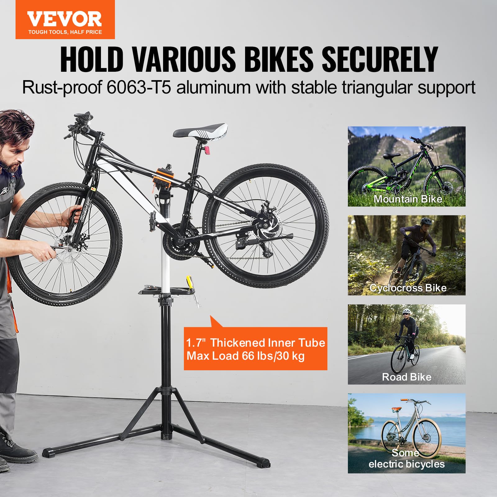 Foto 3 pulgar | Soporte De Reparación De Bicicletas Vevor De Aluminio Pesado De 30 Kg De Capacidad - Venta Internacional.