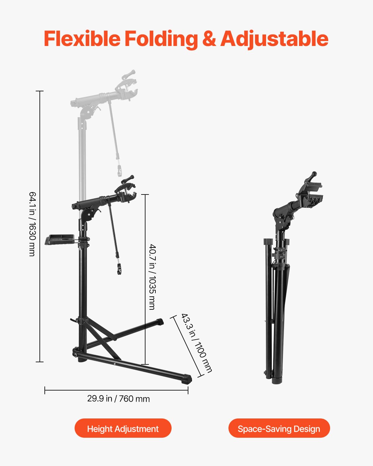 Foto 5 pulgar | Soporte De Reparación De Bicicletas Vevor Heavor Heavy Duty De 38,56 Kg Con Altura Ajustable - Venta Internacional.
