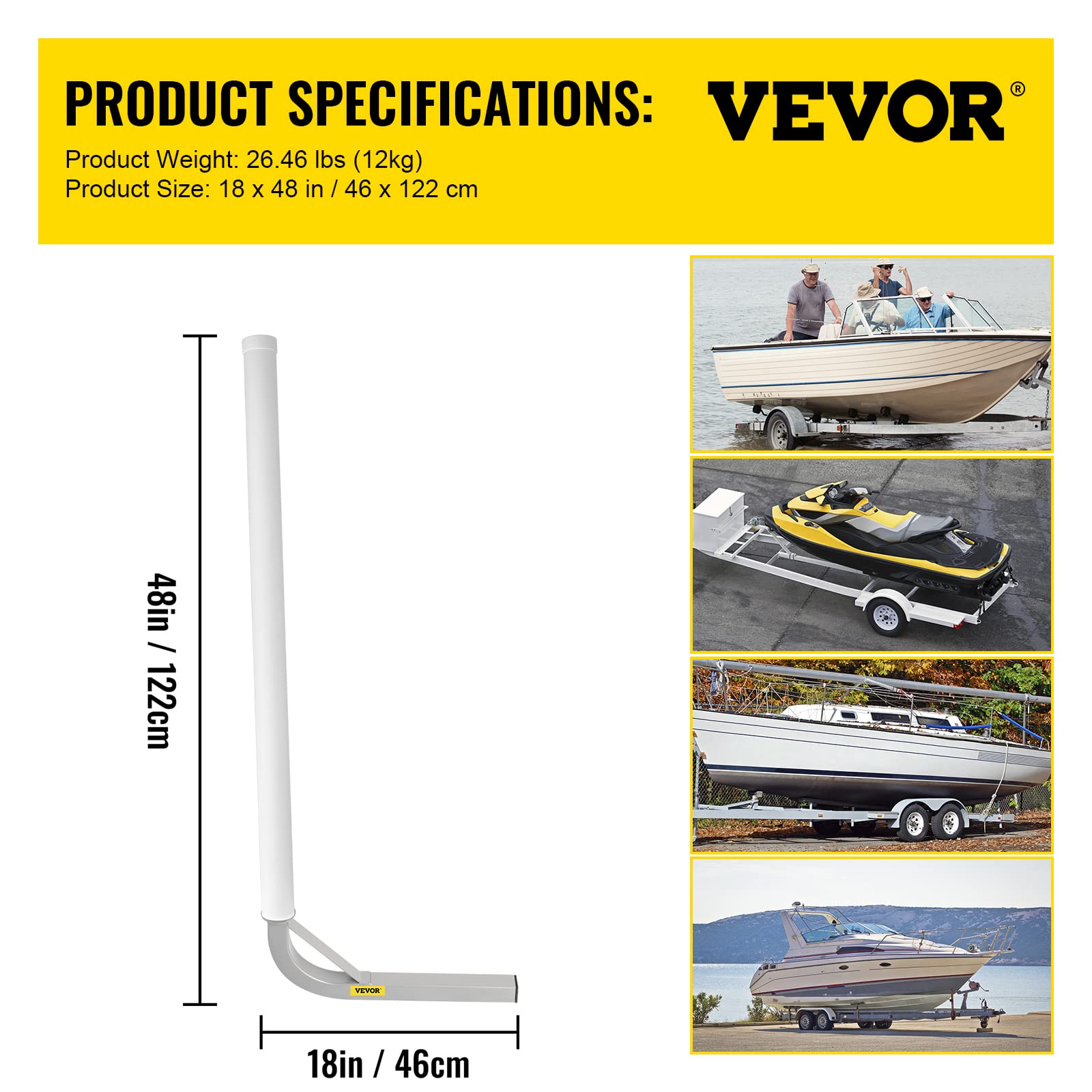 Foto 7 | Guía Para Remolques De Barcos Vevor 48, 2 Unidades Con Cubiertas De Tubo De Pvc - Venta Internacional.