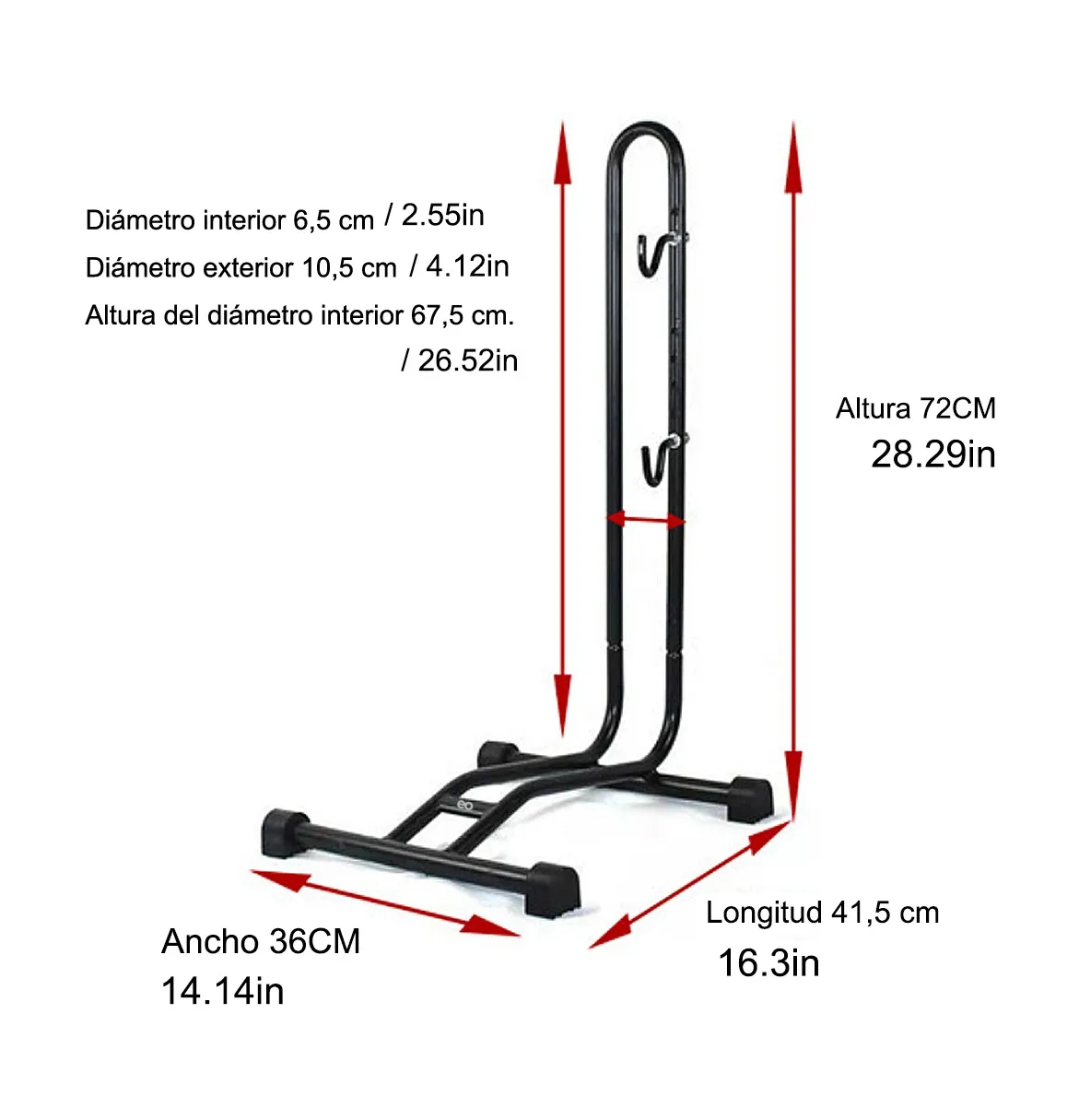 Foto 3 pulgar | Estacionamiento Rack Soporte Base Para Bicicleta Eo Safe Imports Esi-19304 Negro