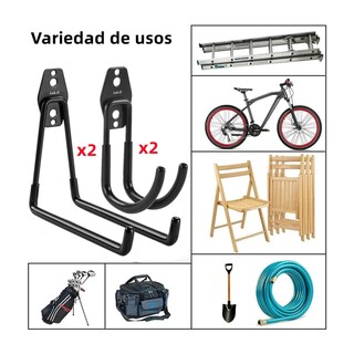 Foto 2 | 4 Ganchos De Suspensión De Bicicleta De Pared De Acero Lab.g Negro