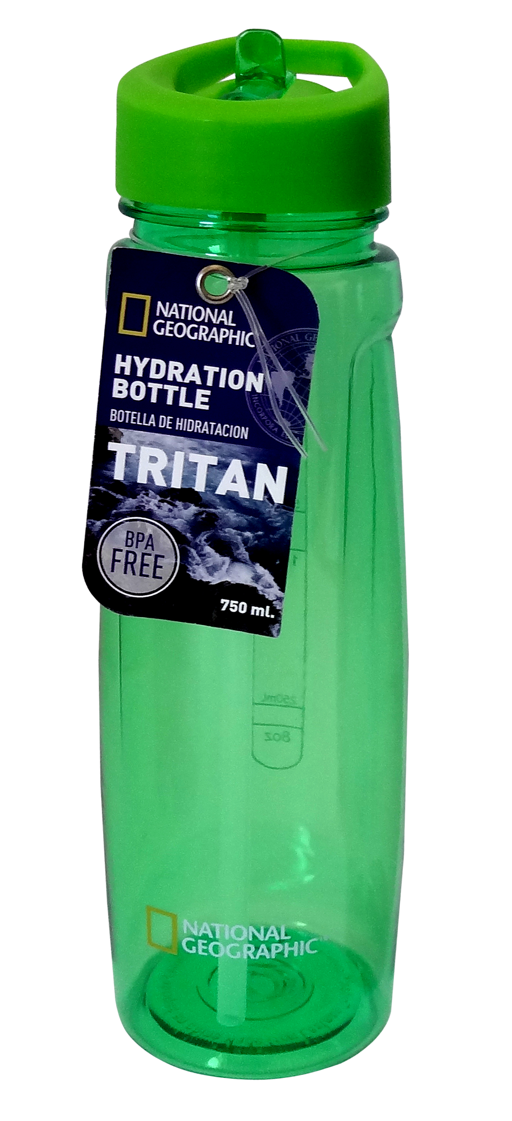 Foto 2 pulgar | Botella Hidratación Tritan Cilindro Verde 750 Ml Natgeo