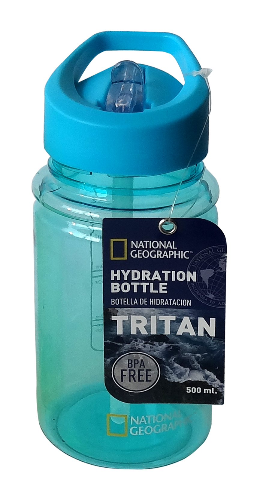 Foto 2 pulgar | Botella Hidratación Tritan Cilindro Azul 500 Ml Natgeo