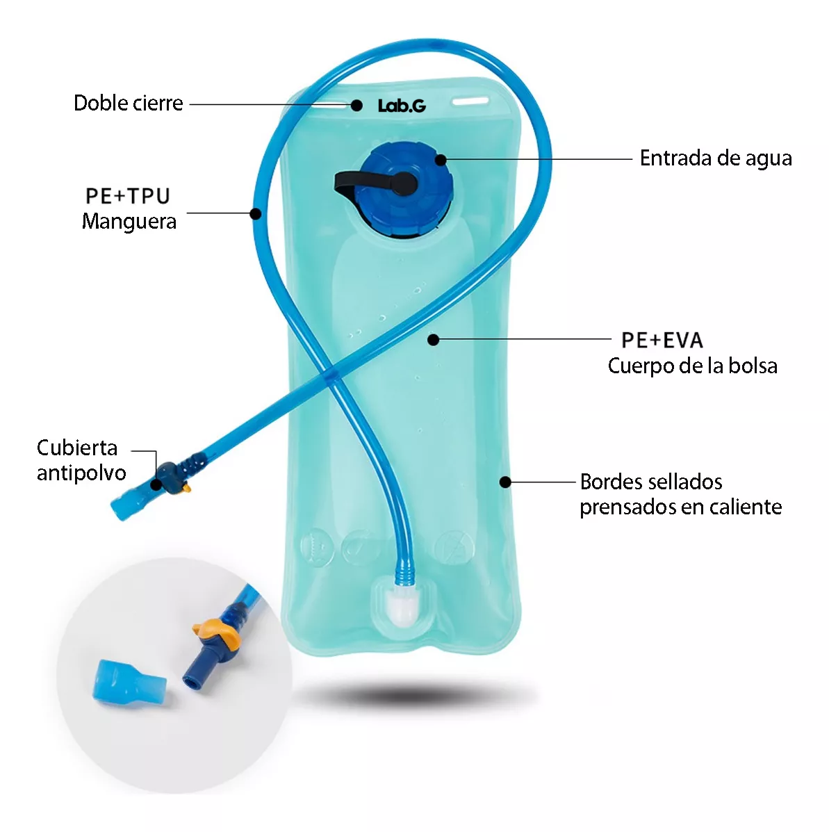 Foto 2 | Bolsa De Agua Hidratación 2 L Para Mochila De Hidratación Lab.g Azul