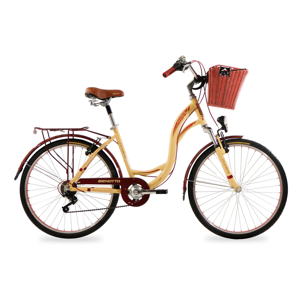 Foto 2 pulgar | Bicicleta Benotto City City Bike R26 7v. Mujer Fs Sunrace Frenos 'v' Aluminio Crema Talla:un