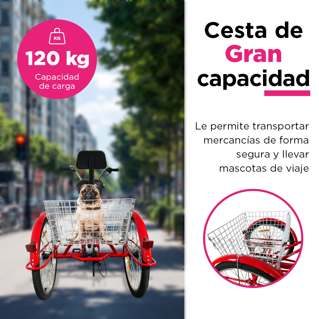 Foto 3 pulgar | Triciclo Para Adultos Con Cesta