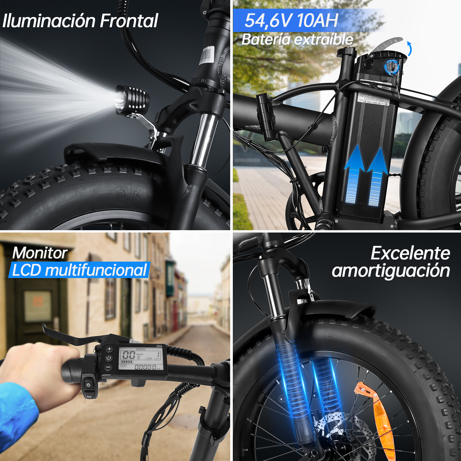 Foto 6 pulgar | Bicicleta Eléctrica Plegable Honey Whale F6 Negro