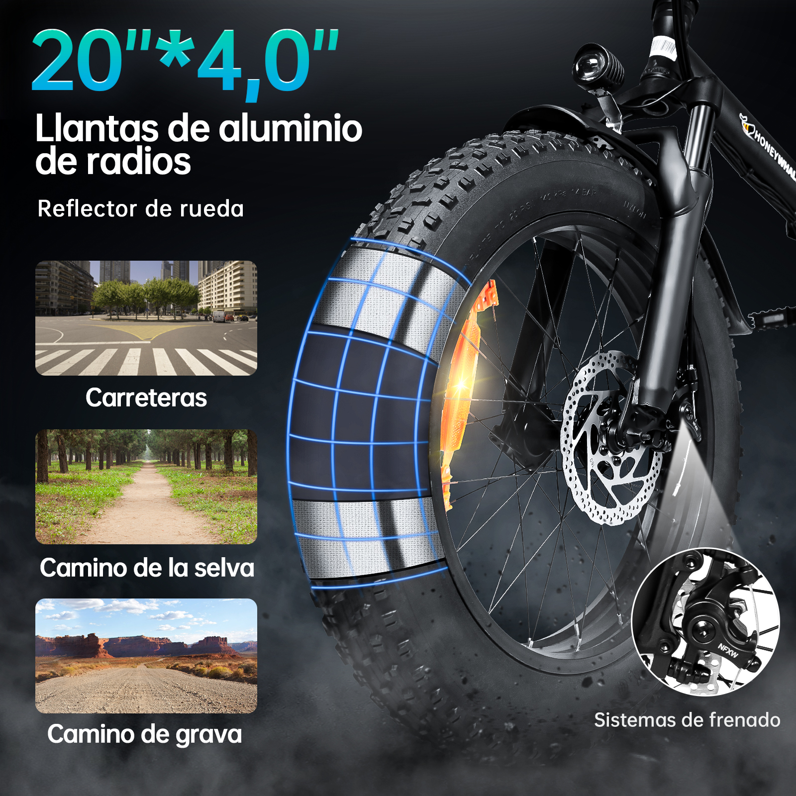 Foto 7 pulgar | Bicicleta Eléctrica Plegable Honey Whale F6 Negro