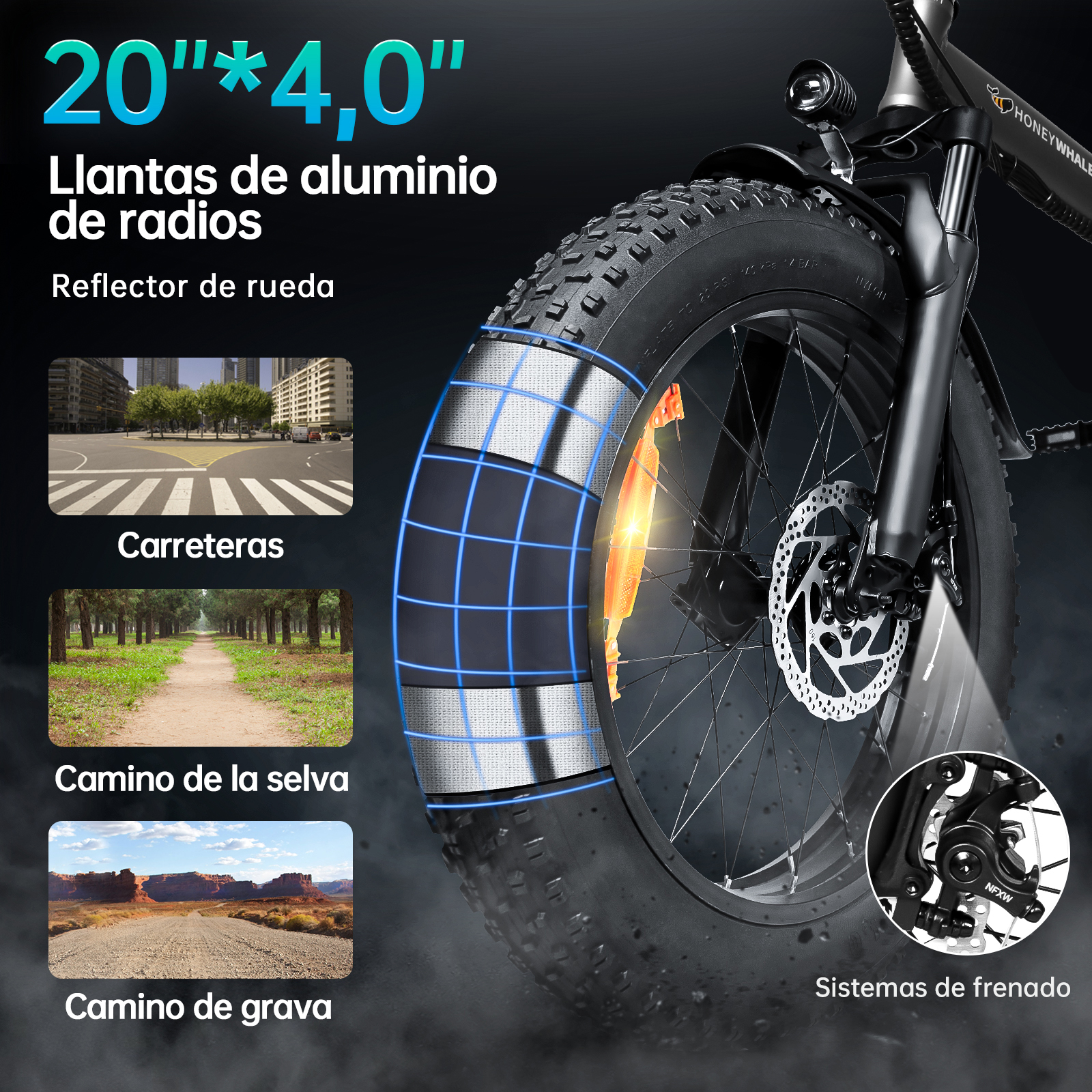 Foto 5 | Bicicleta Eléctrica Plegable Honey Whale F6 color Gris