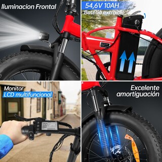 Foto 4 | Bicicleta Eléctrica Plegable Honey Whale F6 color Rojo