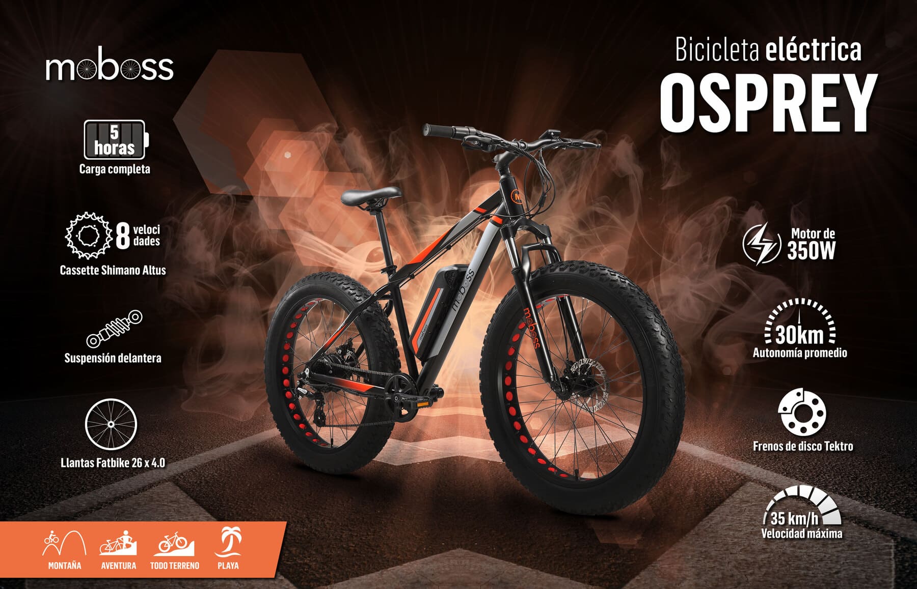 Foto 9 pulgar | Bicicleta Eléctrica Moboss Osprey R26 color Negro