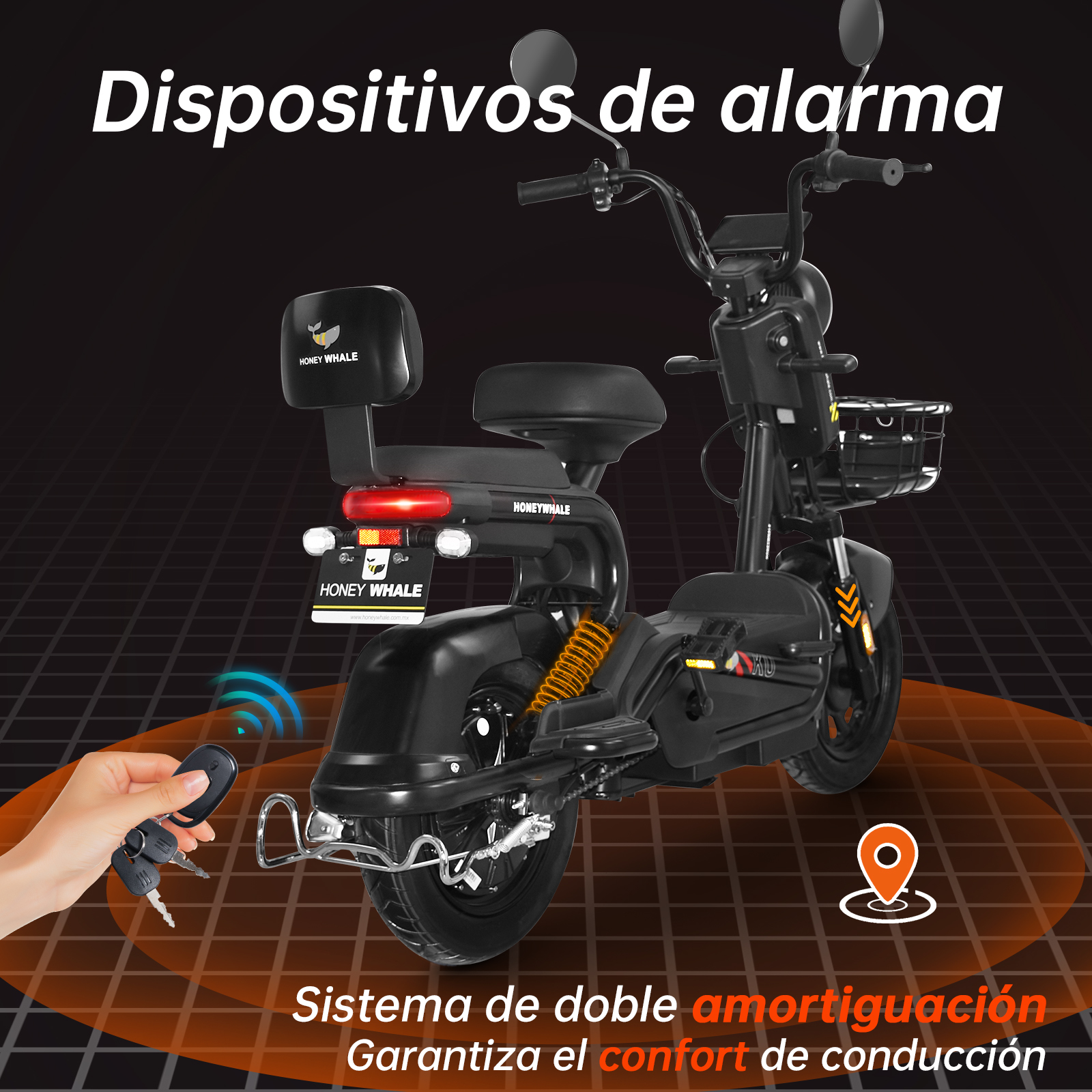 Foto 5 pulgar | Motobici Eléctrica Honey Whale Kc color Negro