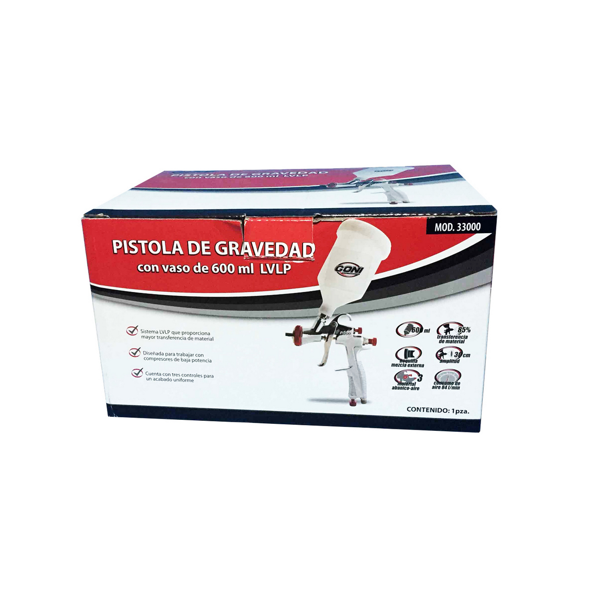 Foto 6 pulgar | Pistola Pintar Gravedad Goni Vaso Plastico 600 Ml Alta Transferencia Material Hvlp