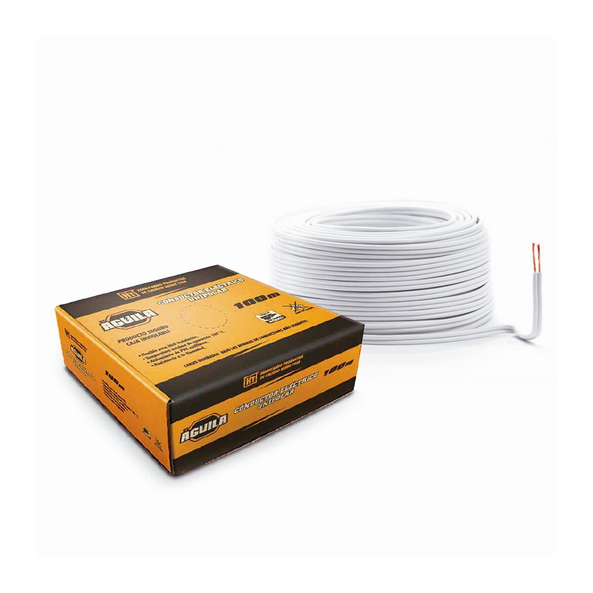 Cable Electrico Aguila Cordon Flexible 2 X 18 Awg (tipo Pot) Color Blanco Carrete 100mt $13,588