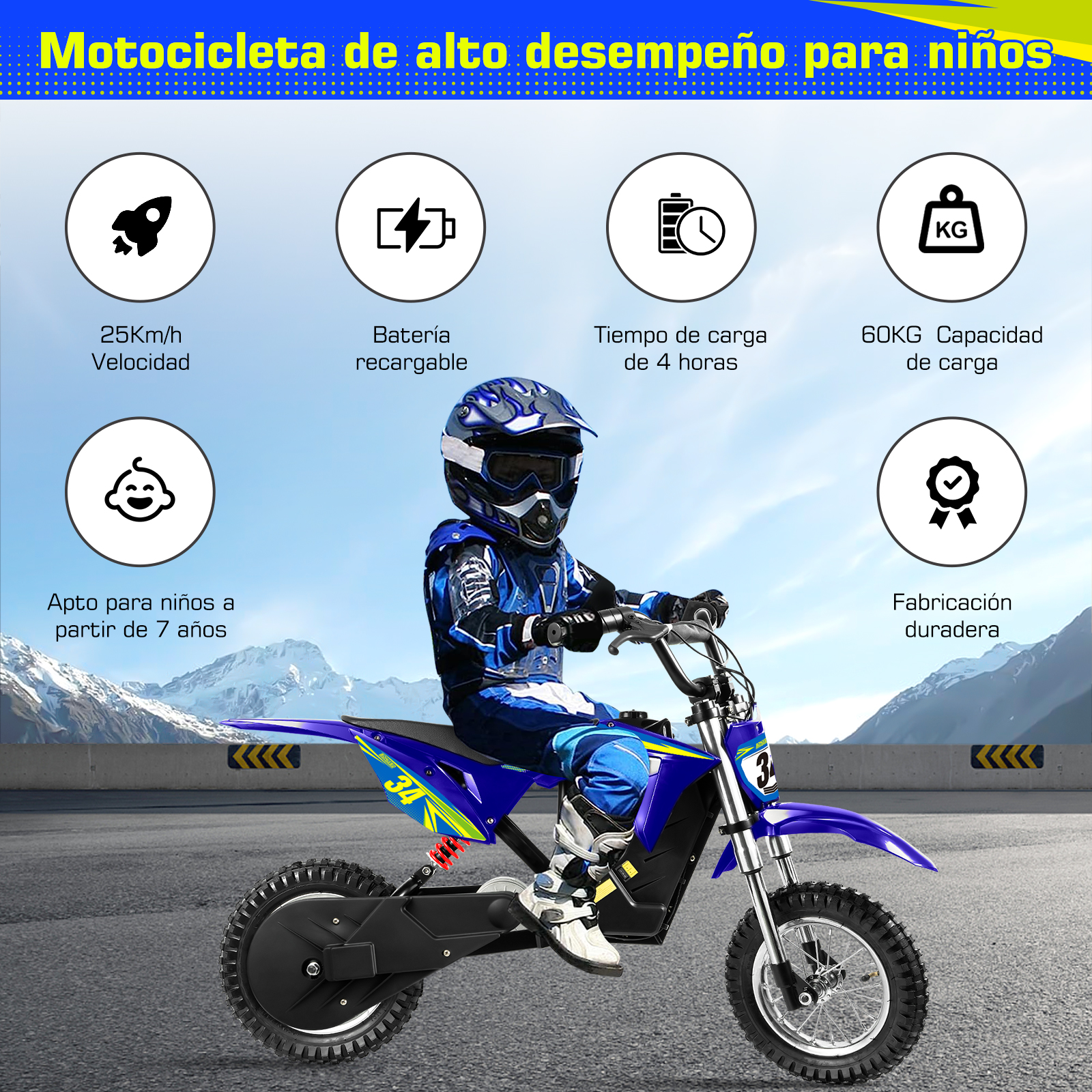 Foto 3 pulgar | Motocicleta para Adolescente Generac S10091 Azul Batería Recargable 36v 4ah 3 Modos de Velocidad