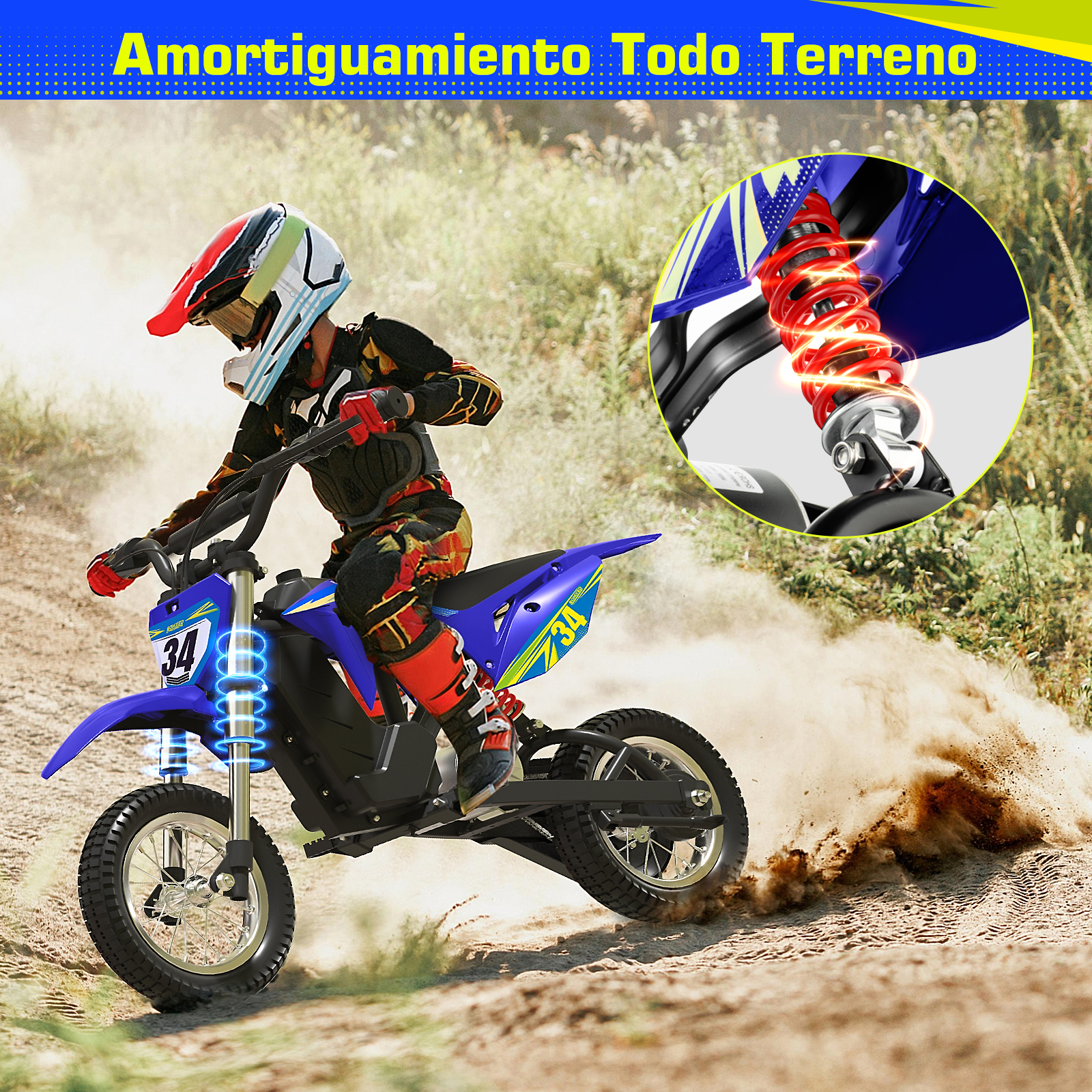 Foto 8 pulgar | Motocicleta para Adolescente Generac S10091 Azul Batería Recargable 36v 4ah 3 Modos de Velocidad