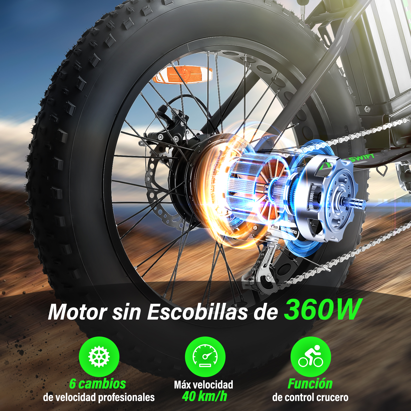 Foto 6 pulgar | Bicicleta Eléctrica para Adultos con Batería Removible De 48v 10 Ah Motor 350w sin Escobillas 40 km/h Negra