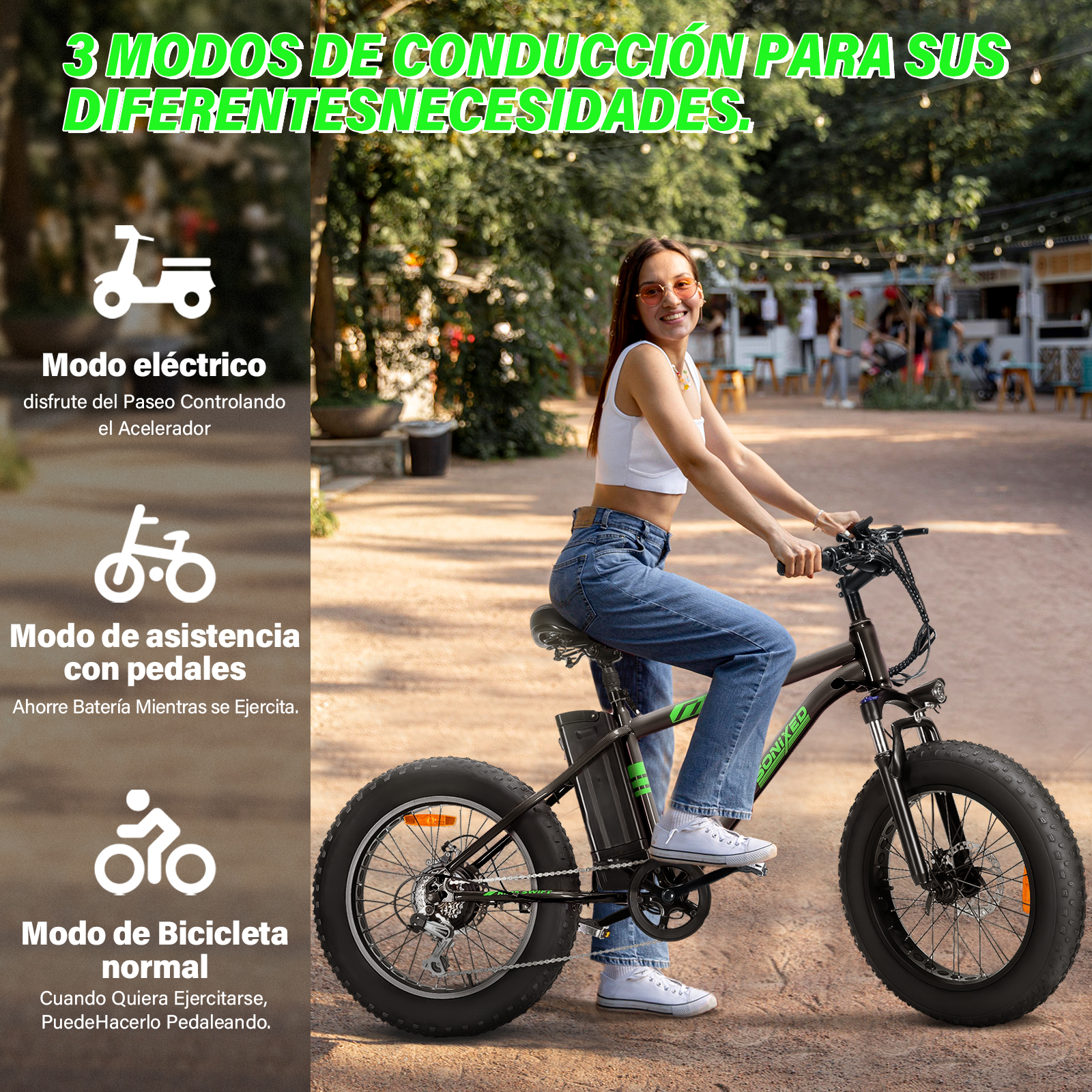 Foto 8 pulgar | Bicicleta Eléctrica para Adultos con Batería Removible De 48v 10 Ah Motor 350w sin Escobillas 40 km/h Negra