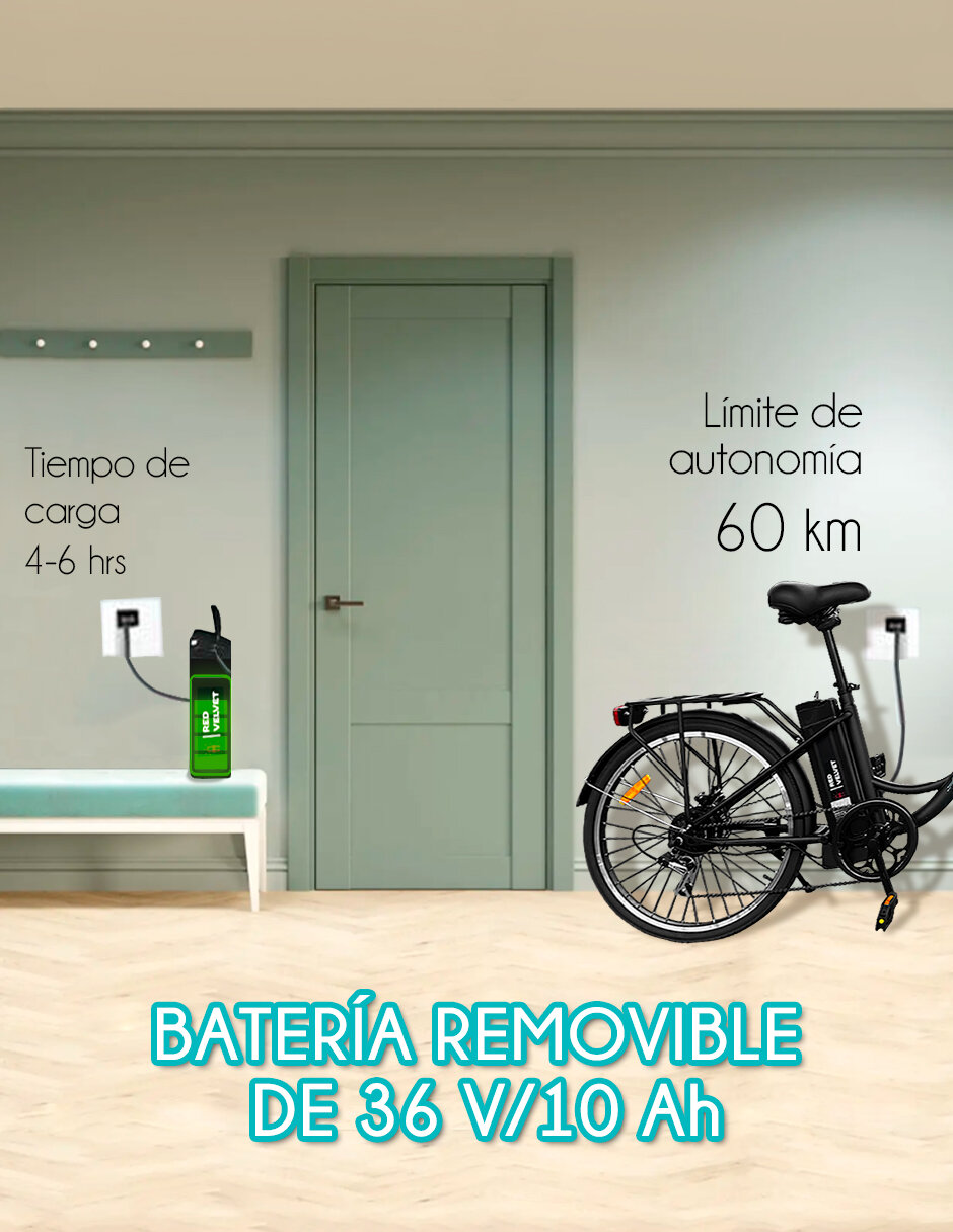 Foto 4 | Bicicleta Eléctrica Vintage Red V Rin 26 con Pantalla LCD y Motor Potente de 350W
