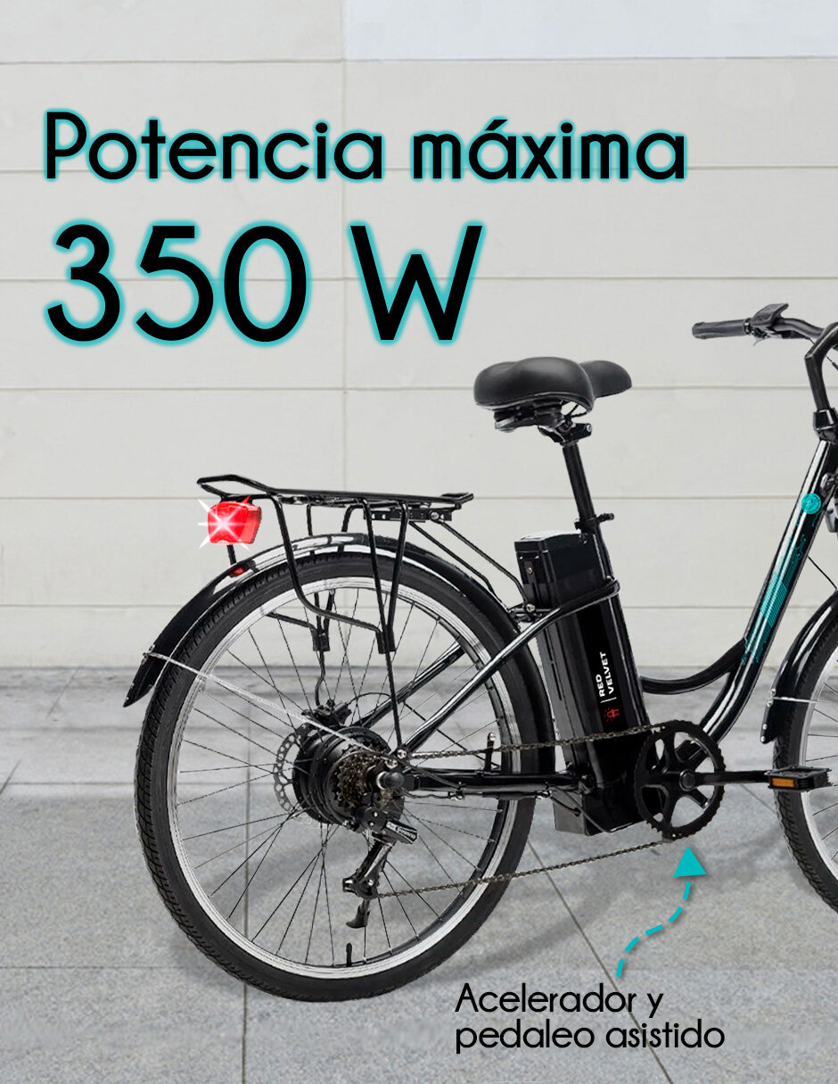 Foto 7 pulgar | Bicicleta Eléctrica Vintage Red V Rin 26 con Pantalla LCD y Motor Potente de 350W