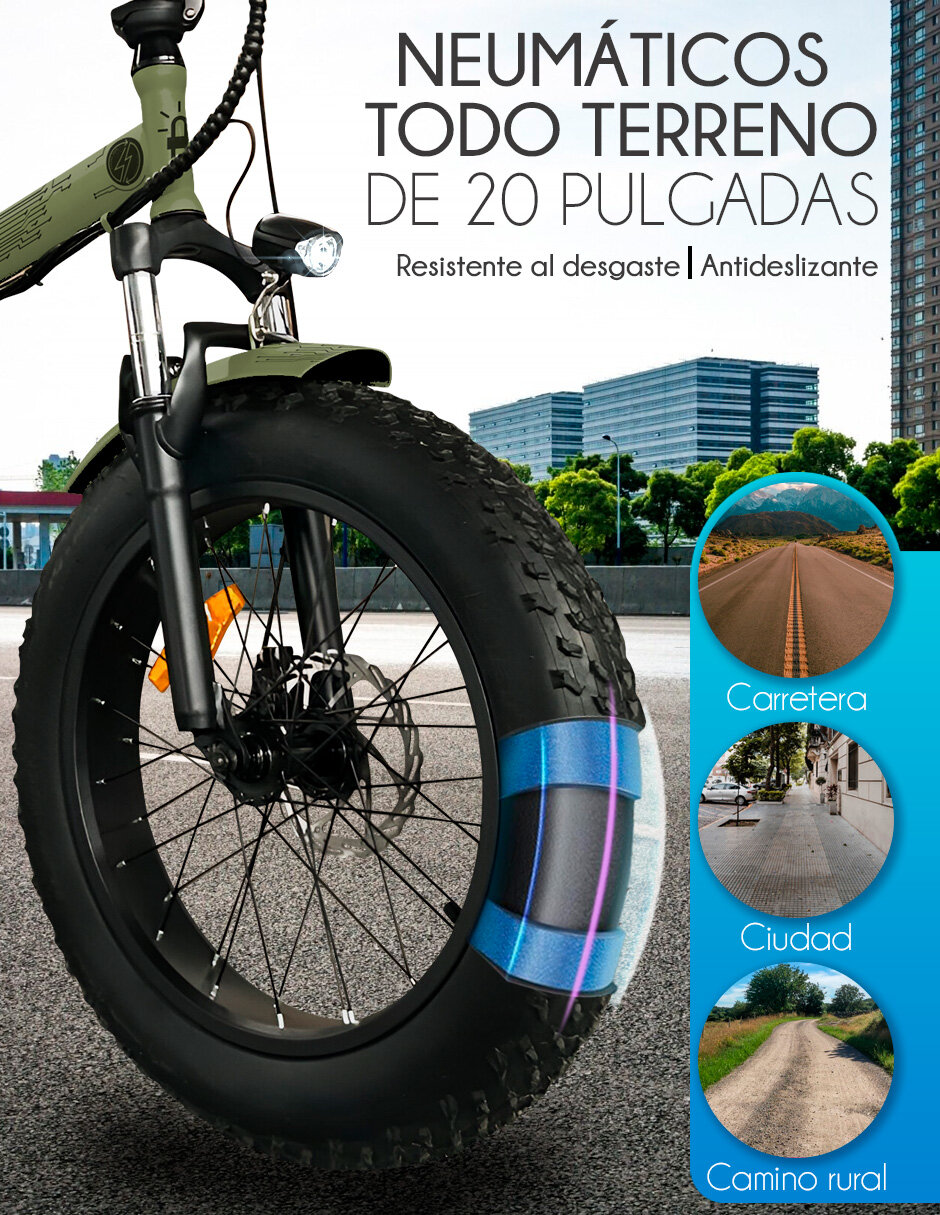 Foto 3 pulgar | Bicicleta Electrica Red Velvet Plegable Rin Fat 20 Pantalla Lcd 250w