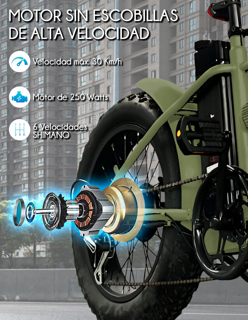 Foto 4 pulgar | Bicicleta Electrica Red Velvet Plegable Rin Fat 20 Pantalla Lcd 250w