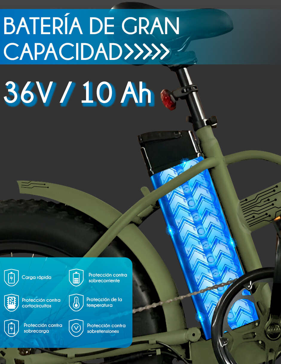 Foto 5 pulgar | Bicicleta Electrica Red Velvet Plegable Rin Fat 20 Pantalla Lcd 250w