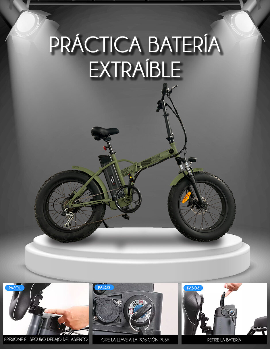 Foto 8 pulgar | Bicicleta Electrica Red Velvet Plegable Rin Fat 20 Pantalla Lcd 250w