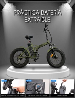 Foto 7 | Bicicleta Electrica Red Velvet Plegable Rin Fat 20 Pantalla Lcd 250w