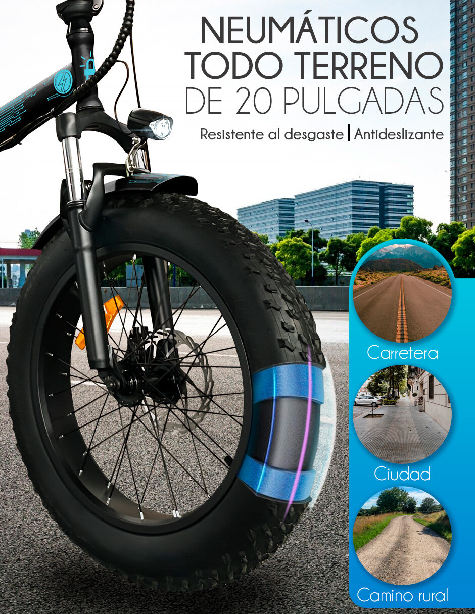 Foto 3 pulgar | Bicicleta Electrica Red Velvet Plegable Rin Fat 20 Pantalla Lcd 250w