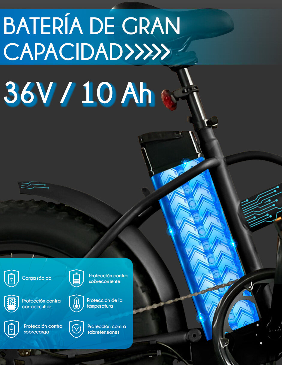 Foto 4 pulgar | Bicicleta Electrica Red Velvet Plegable Rin Fat 20 Pantalla Lcd 250w