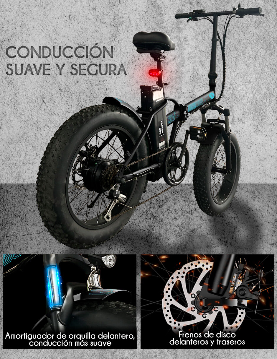 Foto 4 | Bicicleta Electrica Red Velvet Plegable Rin Fat 20 Pantalla Lcd 250w