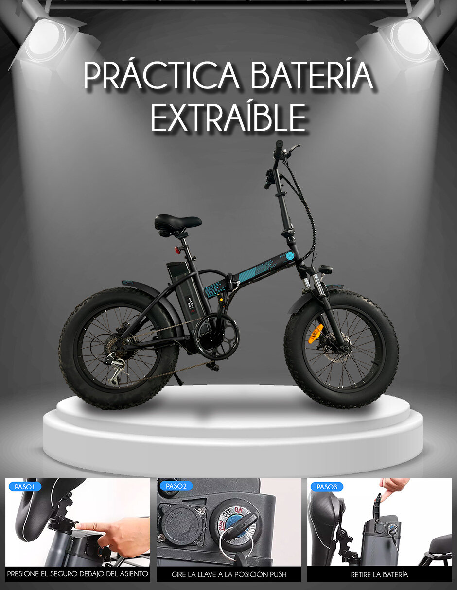 Foto 7 pulgar | Bicicleta Electrica Red Velvet Plegable Rin Fat 20 Pantalla Lcd 250w