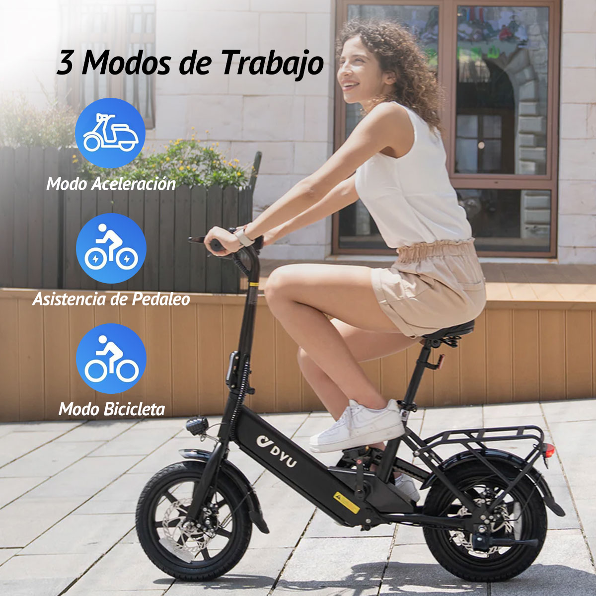 Foto 6 pulgar | Bicicleta Eléctrica Dyu C3 16” 25km/h E-bike Plegable Para Adultos