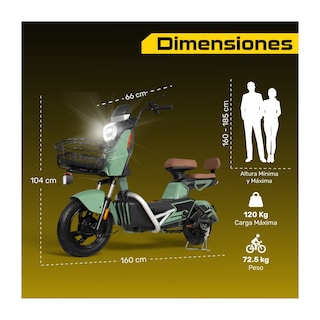 Foto 7 | Bicicleta Eléctrica Bizmo Verde Moto Bici Scooter 3 Vel 55km/h 500w 12v