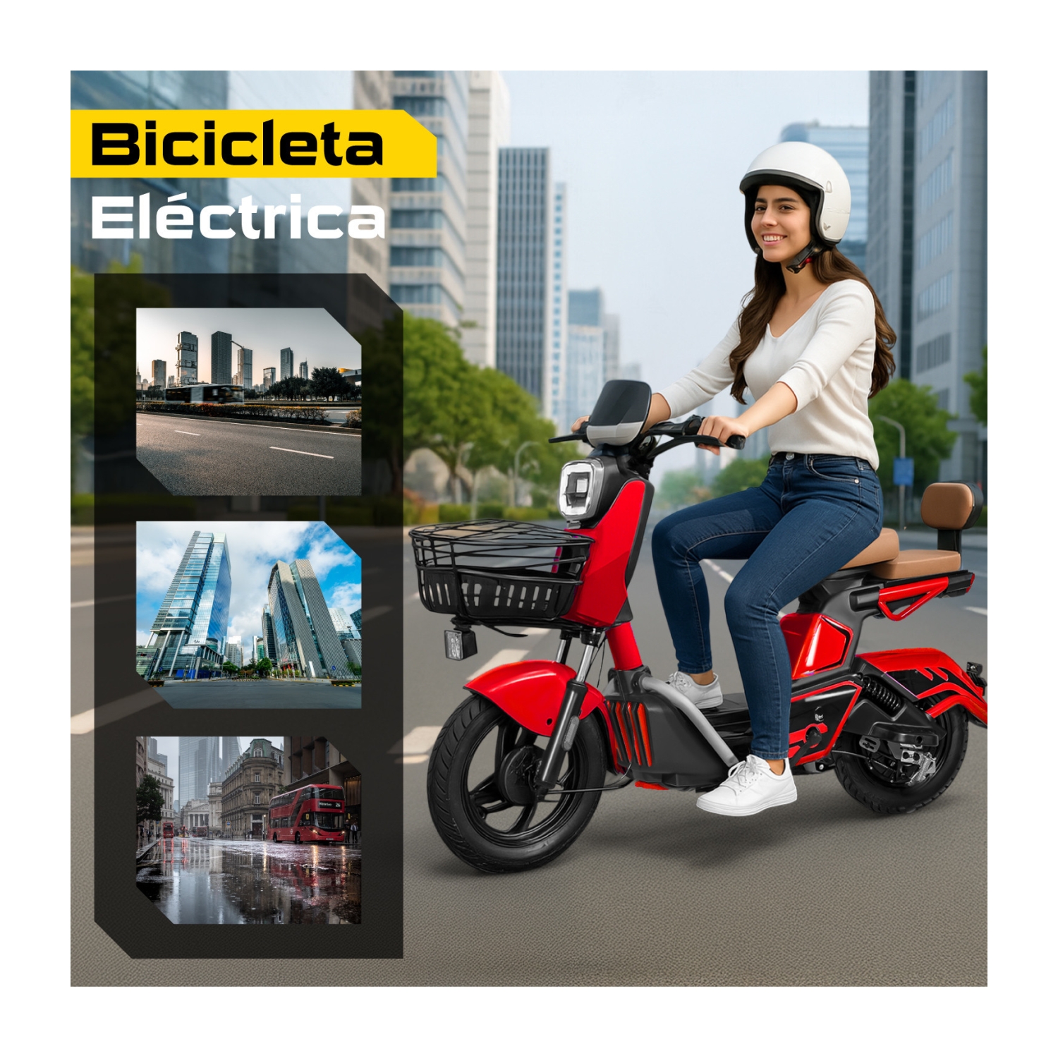 Foto 9 pulgar | Bici Scooter Electrica 3 Vel 55km/h 800w 60v Rojo Bizmo