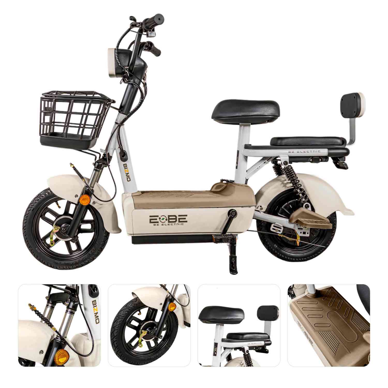 Foto 4 pulgar | Bicleta Electrica Bicimoto 350w 12v 25km/h Luces Full Led Beige Bizmo