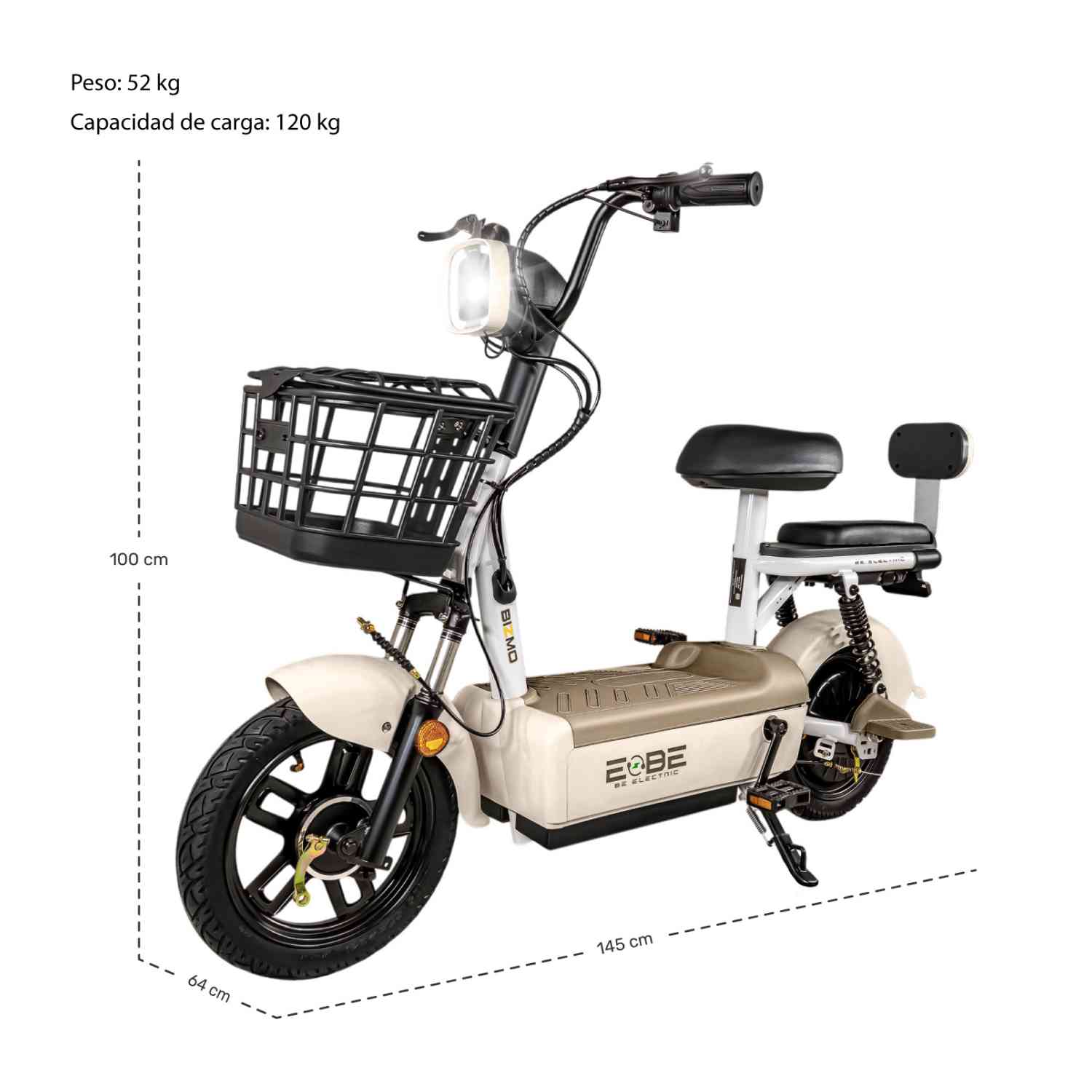 Foto 8 pulgar | Bicleta Electrica Bicimoto 350w 12v 25km/h Luces Full Led Beige Bizmo