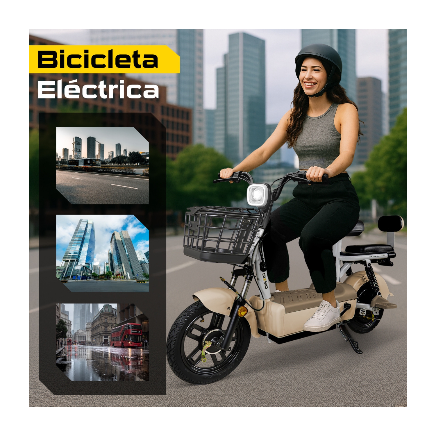 Foto 9 pulgar | Bicleta Electrica Bicimoto 350w 12v 25km/h Luces Full Led Beige Bizmo