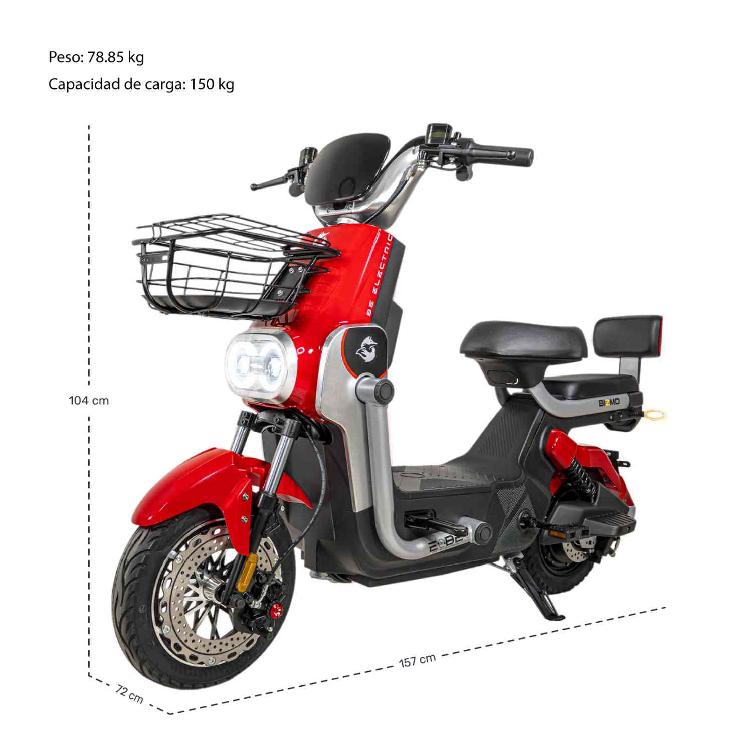 Foto 7 pulgar | Bicleta Bicimoto Electrica 800w 60v 50km/h Luces Full Led Rojo Bizmo