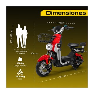Foto 7 | Bicicleta Bicimoto Electrica 800w 60v 50km/h Luces Full Led Rojo Bizmo