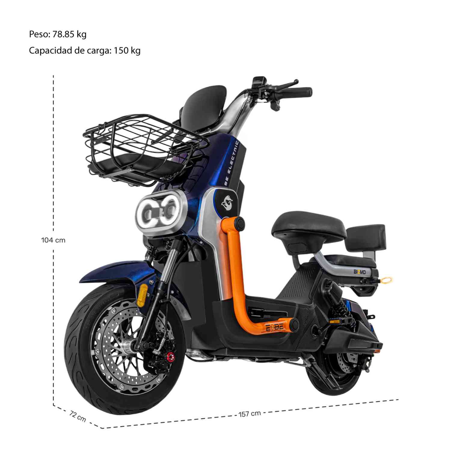 Foto 7 pulgar | Bicleta Bicimoto Electrica 800w 60v 50km/h Luces Full Led Azul Bizmo