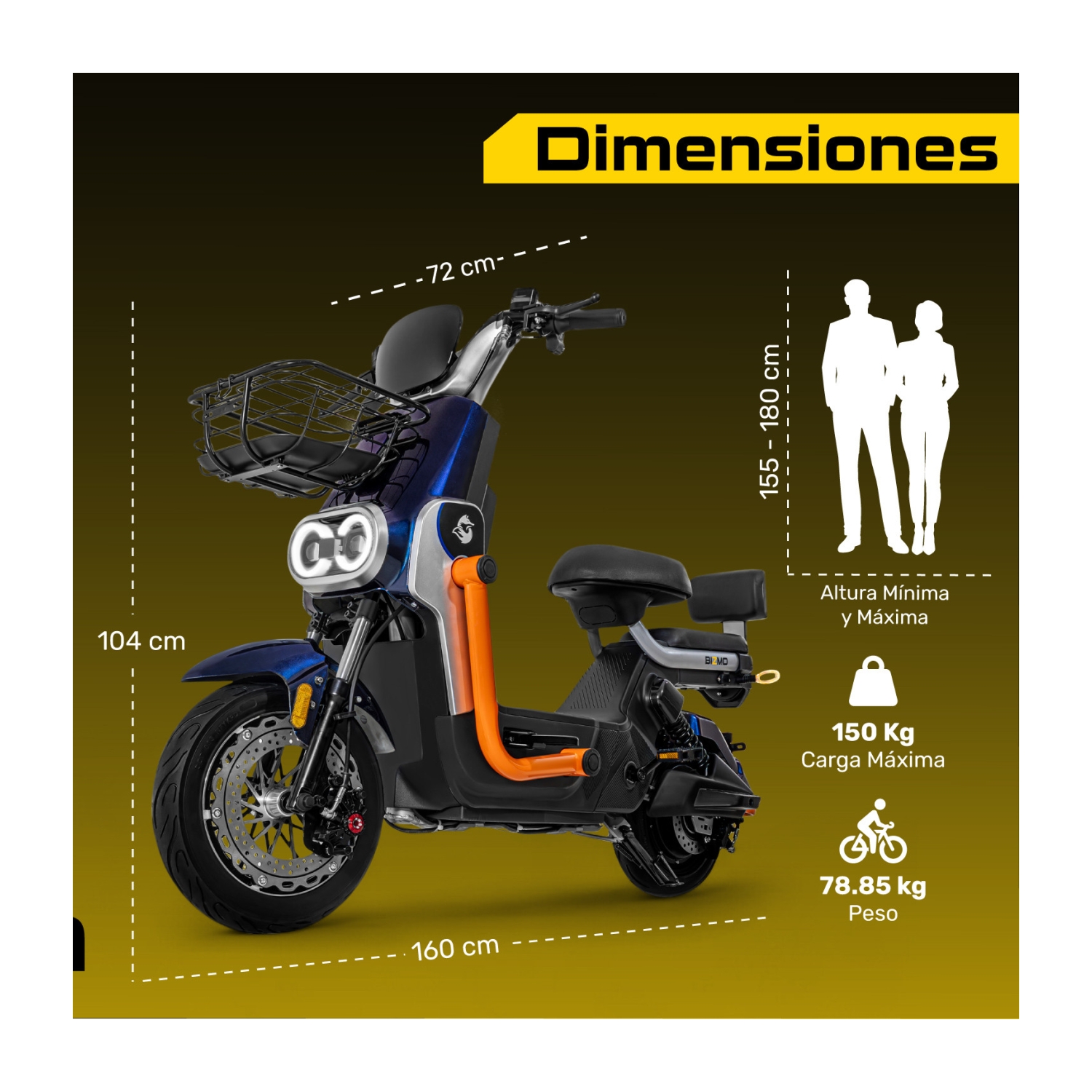 Foto 8 pulgar | Bicleta Bicimoto Electrica 800w 60v 50km/h Luces Full Led Azul Bizmo