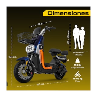 Foto 7 | Bicleta Bicimoto Electrica 800w 60v 50km/h Luces Full Led Azul Bizmo
