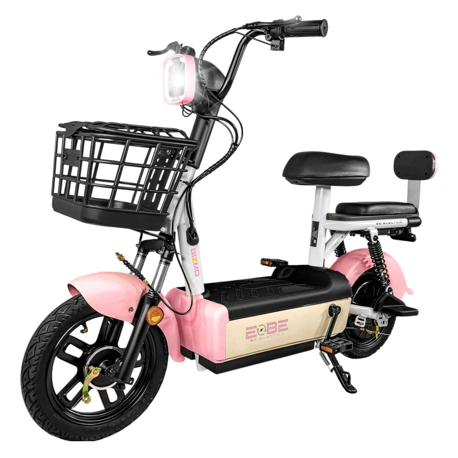 Bicleta Electrica Bicimoto 350w 12v 25km/h Luces Full Led Rosa Bizmo