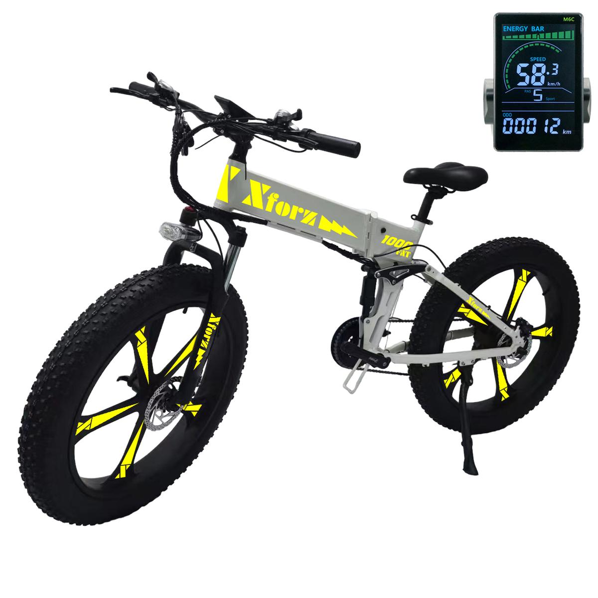 Bicicleta Eléctrica Plegable Fat 1000 Lite con pantalla Multicolor y Neumáticos de 26”