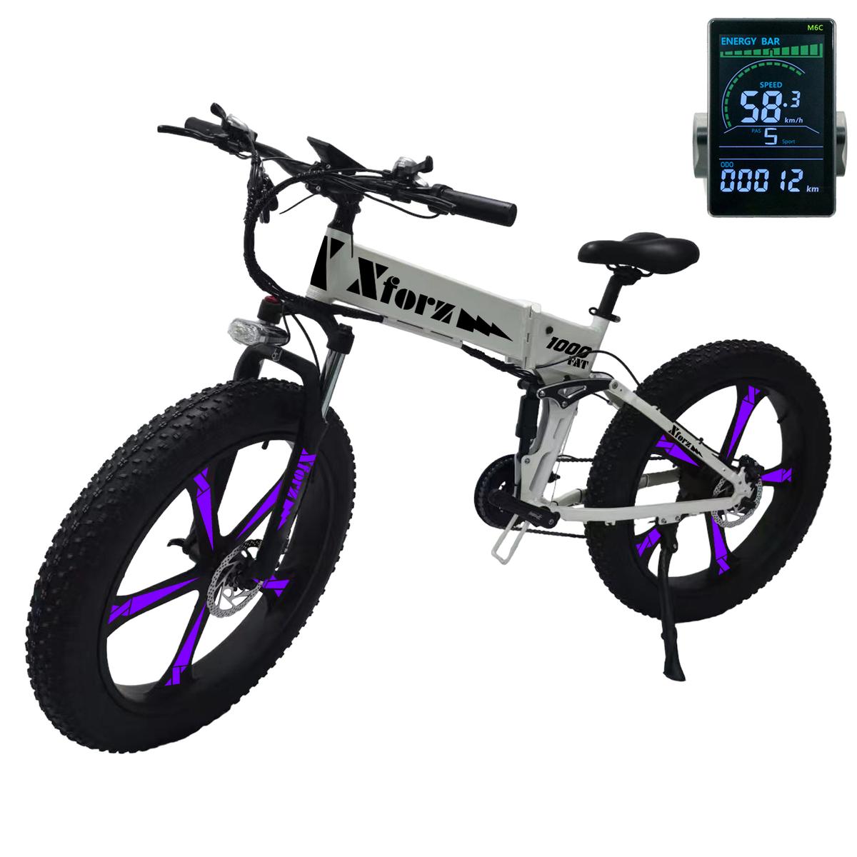 Bicicleta Eléctrica Plegable Fat 1000 Lite con Pantalla Multicolor y Neumáticos de 26”