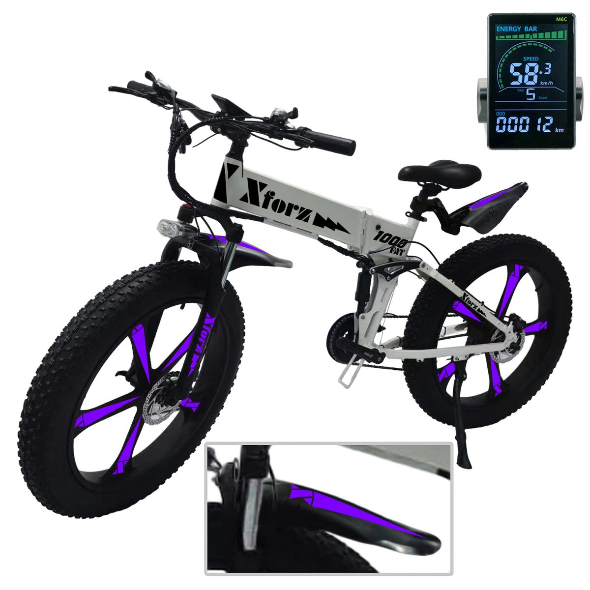 Bicicleta Eléctrica Todoterreno Mxfwp-023 Plegable con Pantalla Multicolor y Neumáticos de 26”