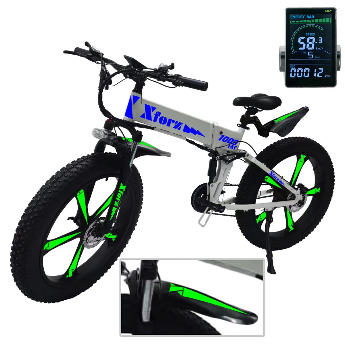 Foto 2 pulgar | Bicicleta Eléctrica Fat 1000 Pro White Plegable con Pantalla Multicolor y 21 Velocidades